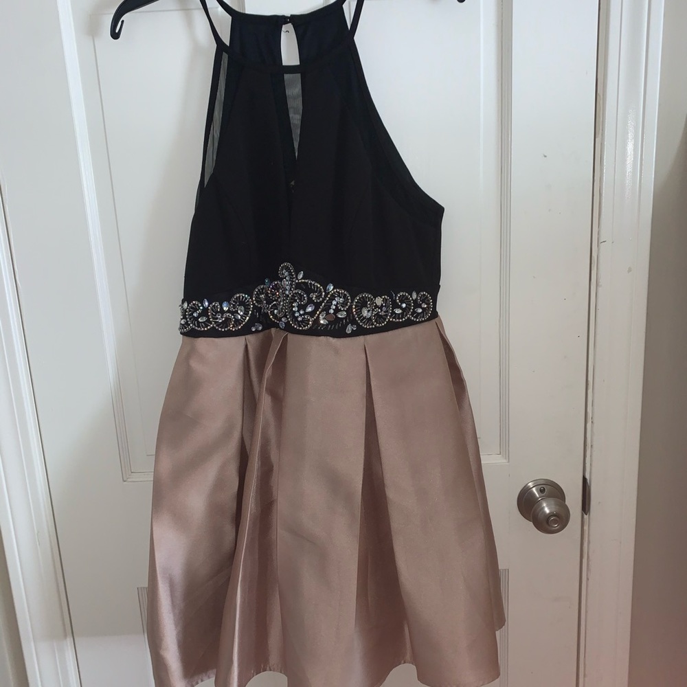 Black and gold party dress.